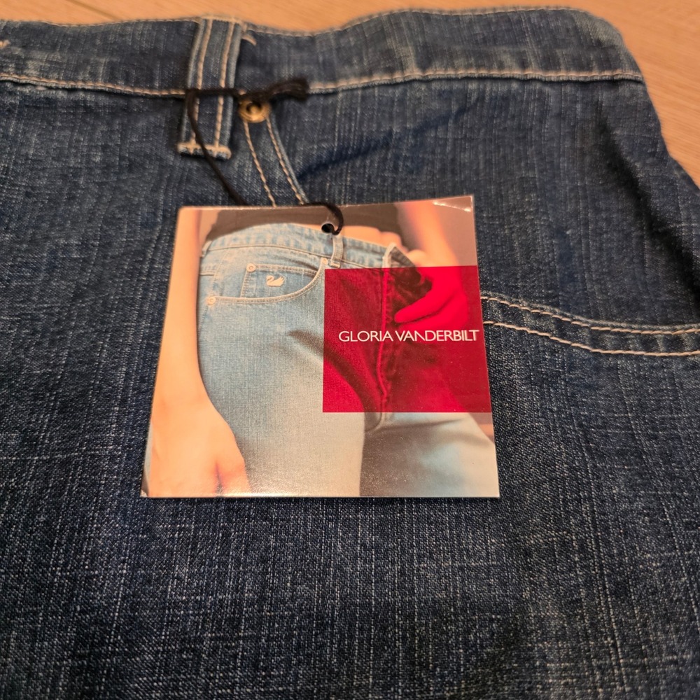 Gloria Vanderbilt Womens Denim Midi Skirt Frayed Raw Hem Antique Sandblast Y2K - Picture 2 of 10
